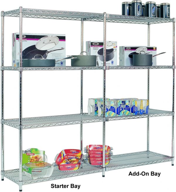 Add On Chrome Wire Shelving - 4 shelves 1600h x 1220w