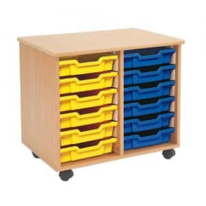 Shallow Tray Wooden Storage Units - 12 Tray With Trays