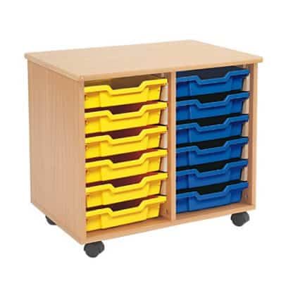 Shallow Tray Wooden Storage Units - 12 Tray With Trays