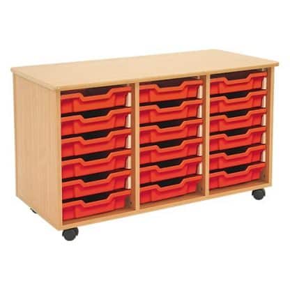 Shallow Tray Wooden Storage Units - 18 Tray With Trays